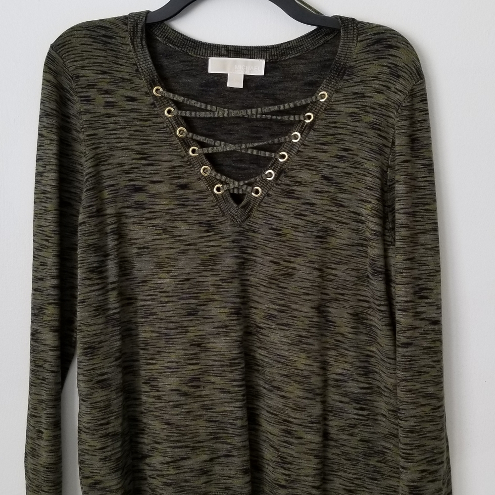 Michael Michael Kors Green and Black Top in Size L